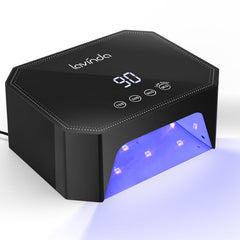 Lavinda lámpara UV LED 54W vista frontal para uñas, curado eficiente de gel.