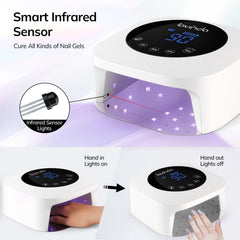 Lavinda lampara UV-LED con espacio amplio para cinco uñas, mani y pedi eficientes