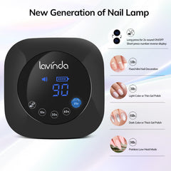 Lavinda Lámpara UV con pantalla táctil grande para control preciso del tiempo.