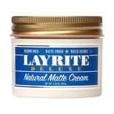 Layrite Natural Matte Cream, botella, textura suave y acabado mate duradero para el día