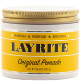 Layrite Original Pomada: bote cercano destacando consistencia para fijación duradera