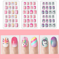 Uñas infantiles Laza con diseño concha de unicornio para cosplay.