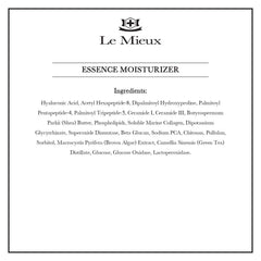 Le Mieux Esencia Hidratante con ingredientes clave para la piel.