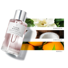 Le Monde Gourmand Fleur Monoï aplicación en cabello para aroma ligero.