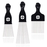 LEADUWAY peine de metal negro para cabello afro con mango de plástico para un peinado suave