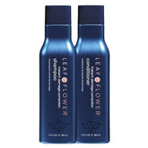 Leaf & Flower duo shampoing et après-shampoing, emballage bleu, soin en douceur.