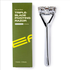 Leaf Shave razador metálico con cabeza pivotante para contornos suaves.