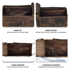 Leather Village bolsa de aseo de viaje compacta para maleta.