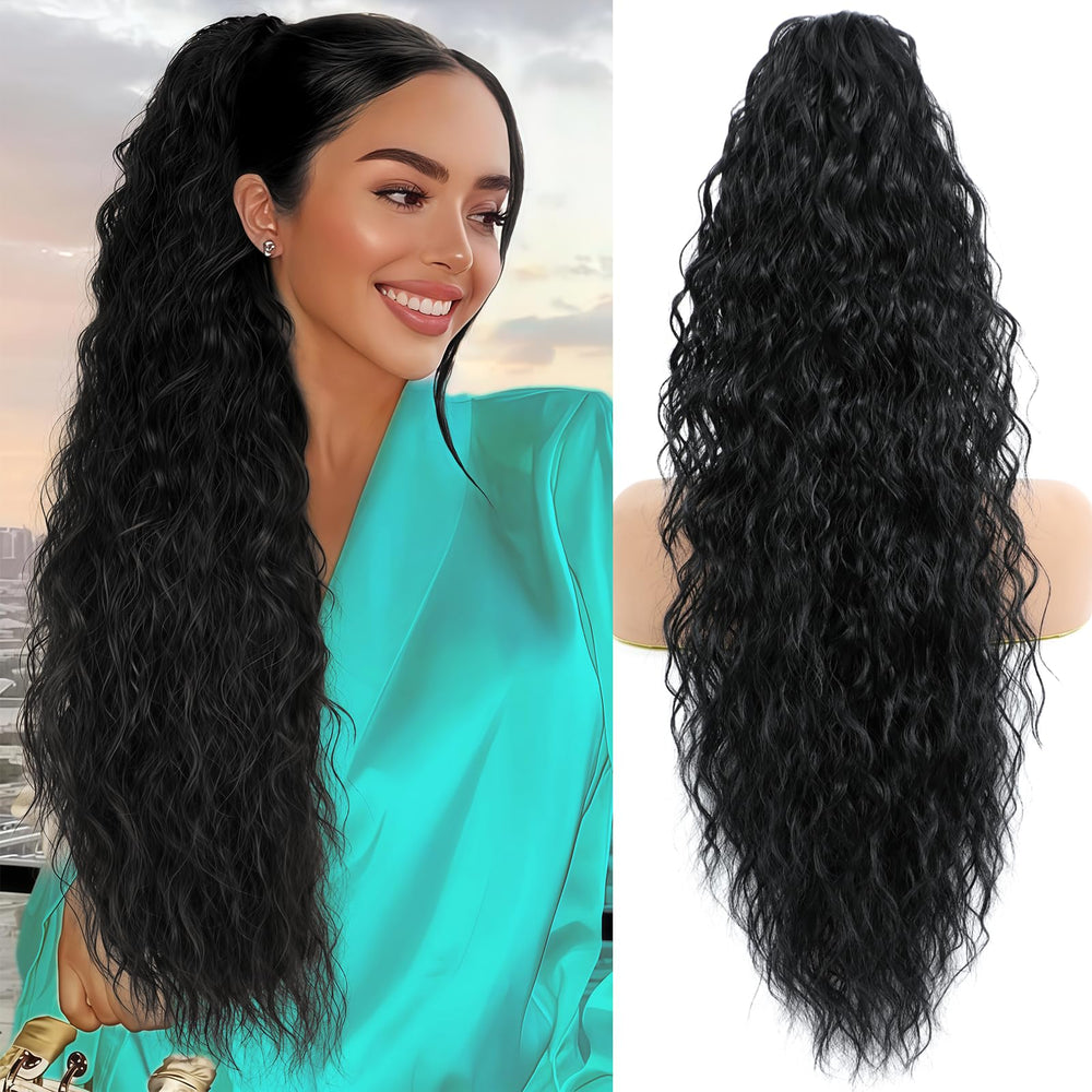 LEDIZE extensión cola 28 pulgadas rizada muestra longitud y volumen para un look completo