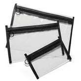 Bolsas Leevanoo transparentes con tres piezas para maquillaje y accesorios, organización fácil.