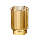LEICURACE organizador-brochas de maquillaje en vaso vidrio dorado para ordenar el tocador