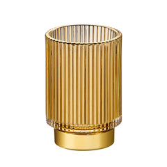 LEICURACE organizador-brochas de maquillaje en vaso vidrio dorado para ordenar el tocador
