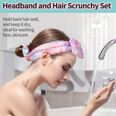 Banda spa LEOBRO tie-dye con colores vivos para rutina de belleza