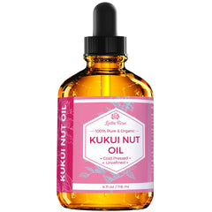 Leven Rose Kukui Nuez, gotero para uso suave diario en piel y cabello.