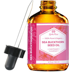 Leven Rose Sea Buckthorn Seed Oil in amber bottle for pure skin and hair nourishment