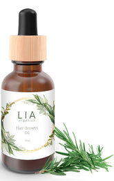 Lia Organics Hair Growth Oil bottle front view for scalp conditioning