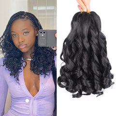Lianzi cabello francés rizado 14p, conjunto para trenzas rápidas y naturales.