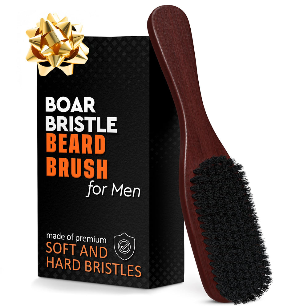 LIBERHAUS Cepillo para barba con mango de madera, vista frontal para control preciso en casa.