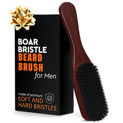 LIBERHAUS Cepillo para barba con mango de madera, vista frontal para control preciso en casa.