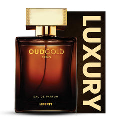Liberty Oud Árabe Perfume frasco elegante para hombre con aroma intenso.