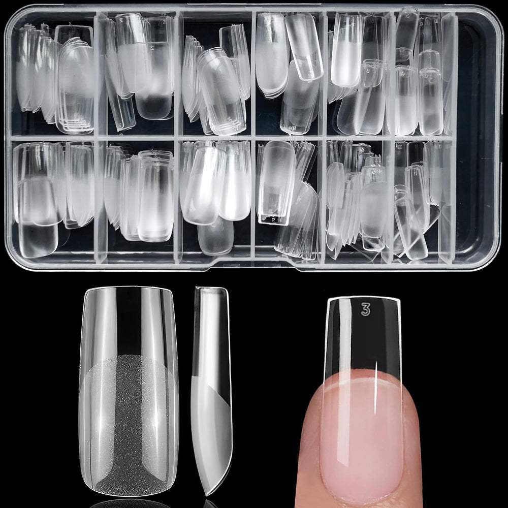 Lifextol: uñas cuadradas transparentes de tamaño medio para manicuras duraderas.