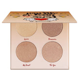 LIFUS kit brillo 4 colores frente paleta: iluminador para resaltar pómulos con brillo suave.