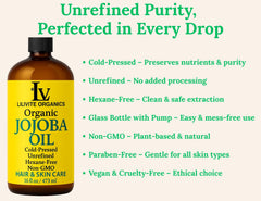LILIVITE ORGANICS aceite de jojoba para cabello, brillo y suavidad
