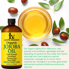 LILIVITE ORGANICS hidratación facial con aceite de jojoba para piel suave