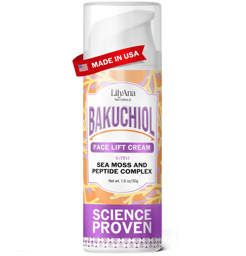 LilyAna Naturals Bakuchiol crema reafirmante en botella para piel más firme