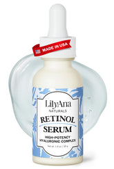 LilyAna Naturals Retinol Serum - botella: textura sedosa para piel suave y luminosa.