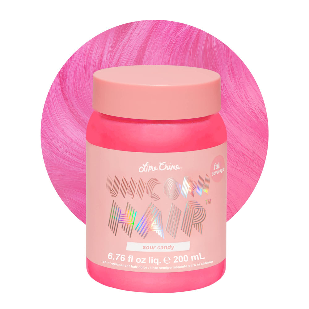 Lime Crime Unicorn Hair Sour Candy en rosa brillante para un look audaz.