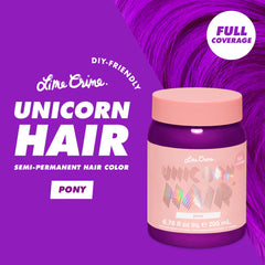 Lime Crime Unicorn Hair Dye Pony violeta: aplicación casera fácil para cambio de look.