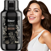 Limer Tinte Café Shampoo botella con dosificador y cobertura de canas natural