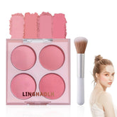 LingHaoLH paleta rubor cuatro colores, tono duradero para mejillas naturales