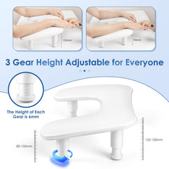 LionVISION reposo de manos para manicura, vista trasera, diseño ergonómico para menor fatiga.