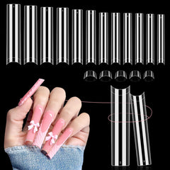 LIONVISON tips de uñas acrílicas transparentes 3XL para un acabado natural y duradero.