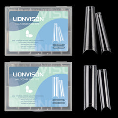 LIONVISION tips XL largas transparentes, base clara para uñas acrilicas