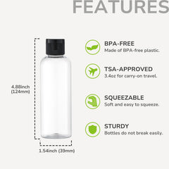 LISAPACK botellas de viaje con tapas roscadas seguras para evitar derrames.