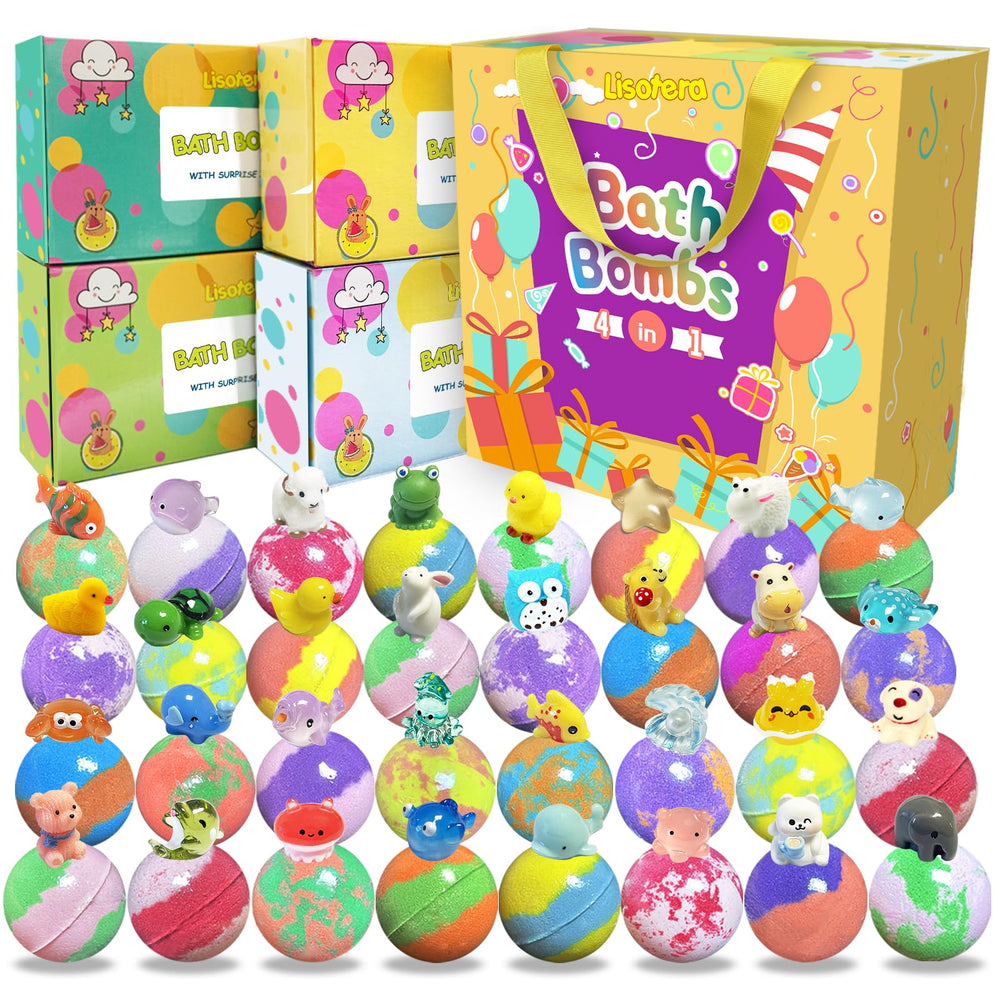 Bombas de baño Lisotera 32-pack regalo con colores vibrantes para niños