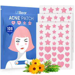 LitBear parche de acné en forma de corazón rosa de 8 mm, absorbe fluidos para uso nocturno.