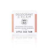 Desodorante natural Little Seed Farm con romero y patchouli, aroma suave para piel sensible.