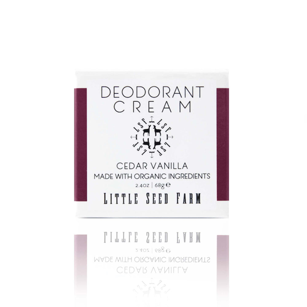Little Seed Farm Desodorante Crema Cedar Vanilla en envase compacto para uso diario.