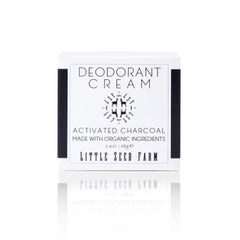 Little Seed Farm desodorante crema natural con carbón activado en frasco, frescura duradera.