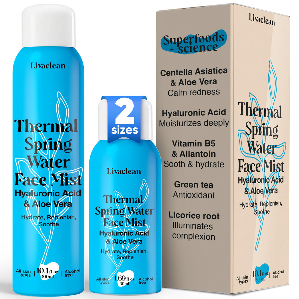 LivaClean bruma hidratante 300ml, hidratación duradera para piel sensible.