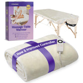 LivaClean calentador de mesa para masaje, calor suave para sesiones largas.