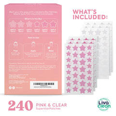 Parche estrella rosa de LivaClean, 12 mm, perfecto para piel sensible