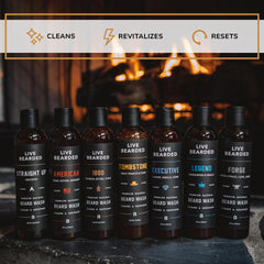 Kit complet Live Bearded: routine de soin barbe coordonnée.