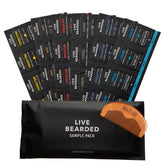 Live Bearded sample pack with six scents for versatile beard care routines.