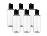 Botella ljdeals 4 oz transparente con tapa disc top negra, ideal para champú o acondicionador.