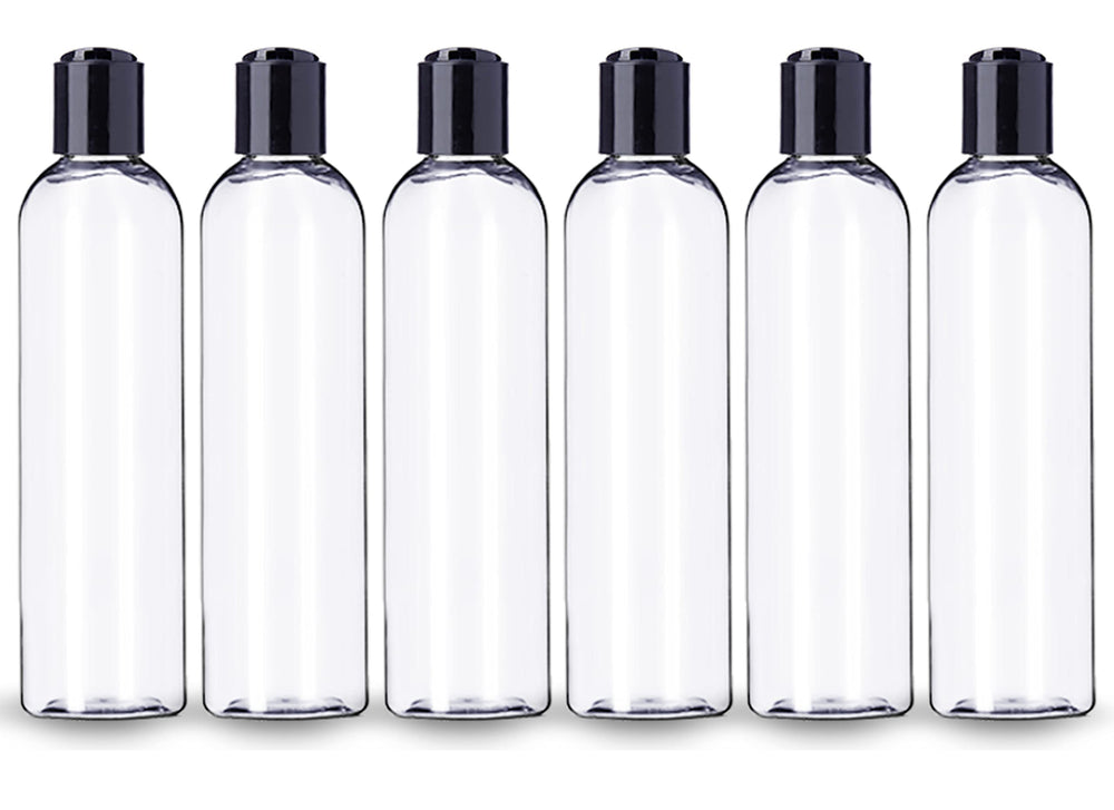Botellas ljdeals de plástico transparente 8 oz con tapa disc negra para champú y lociones